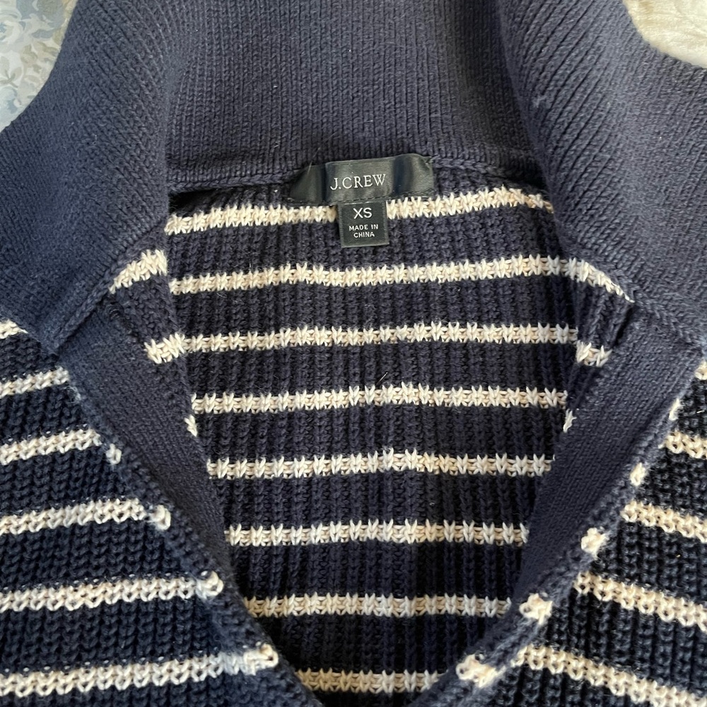 J. Crew woman’s Navy and White V-Neck Sweater